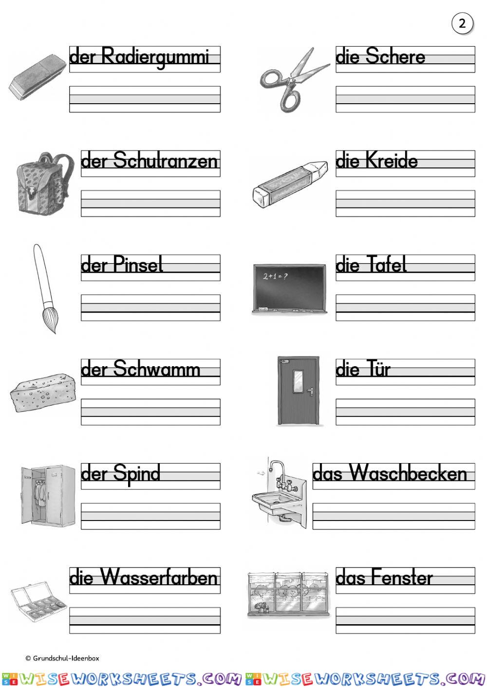 Schulsachen abschreiben