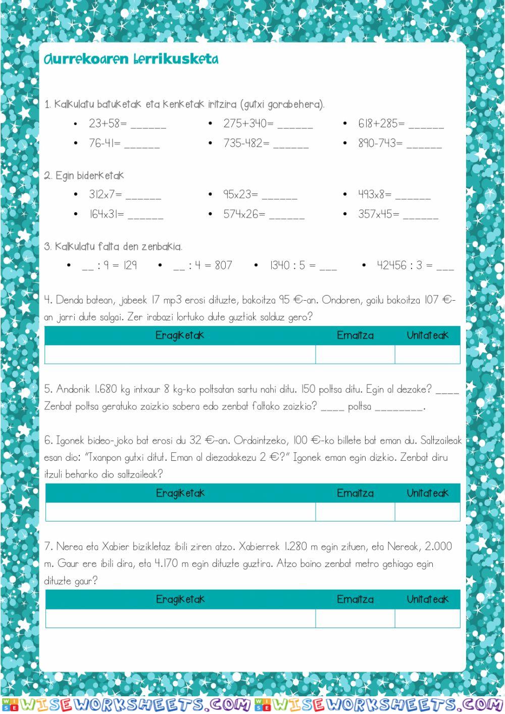 worksheet