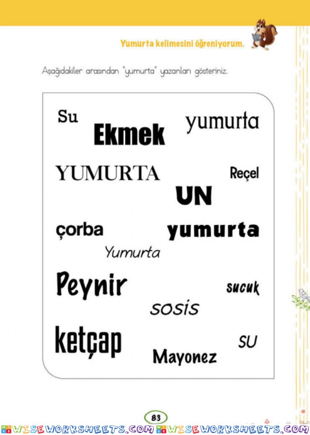 Yumurta Yazan Kelimeleri İşaretle