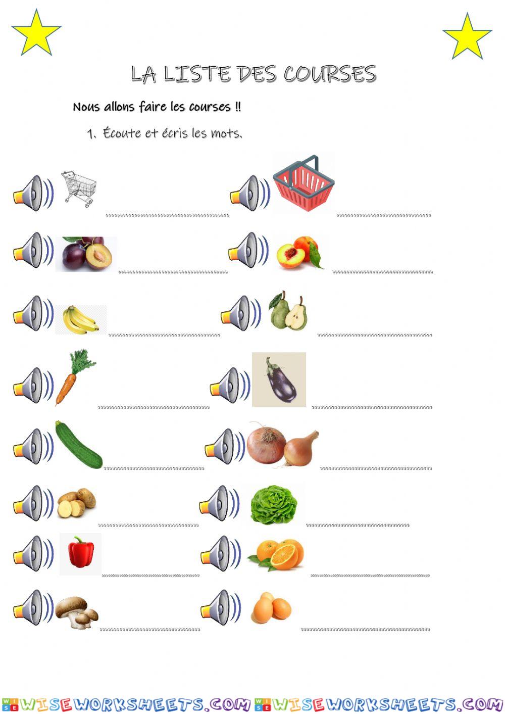 La liste des courses