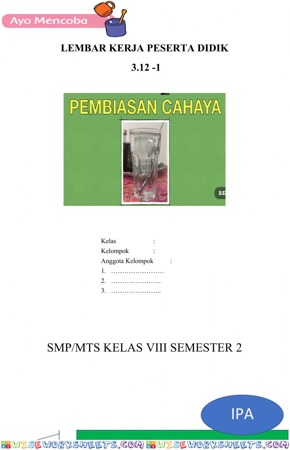 Praktikum Pembiasan Cahaya