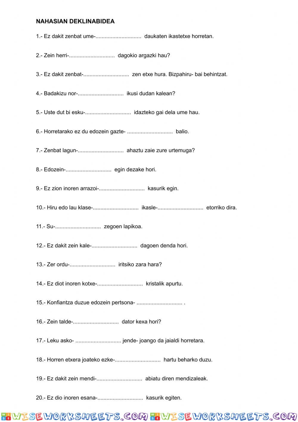 worksheet