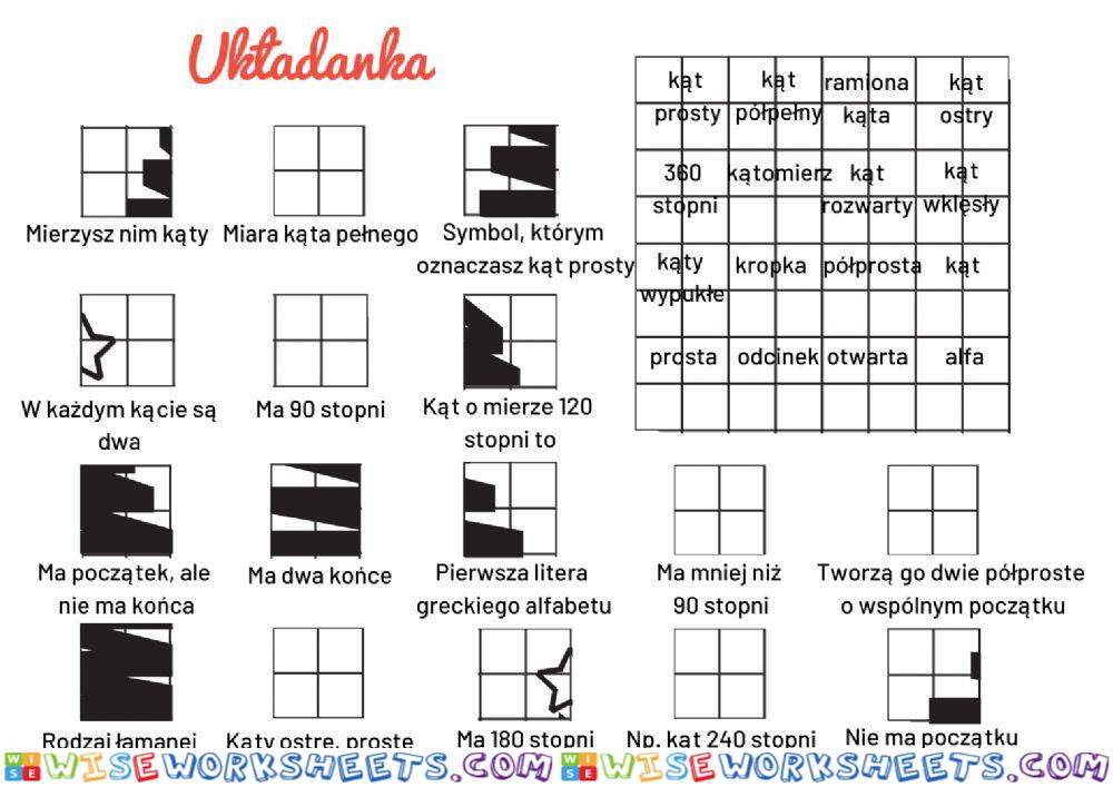 Układanka - kąty itp.