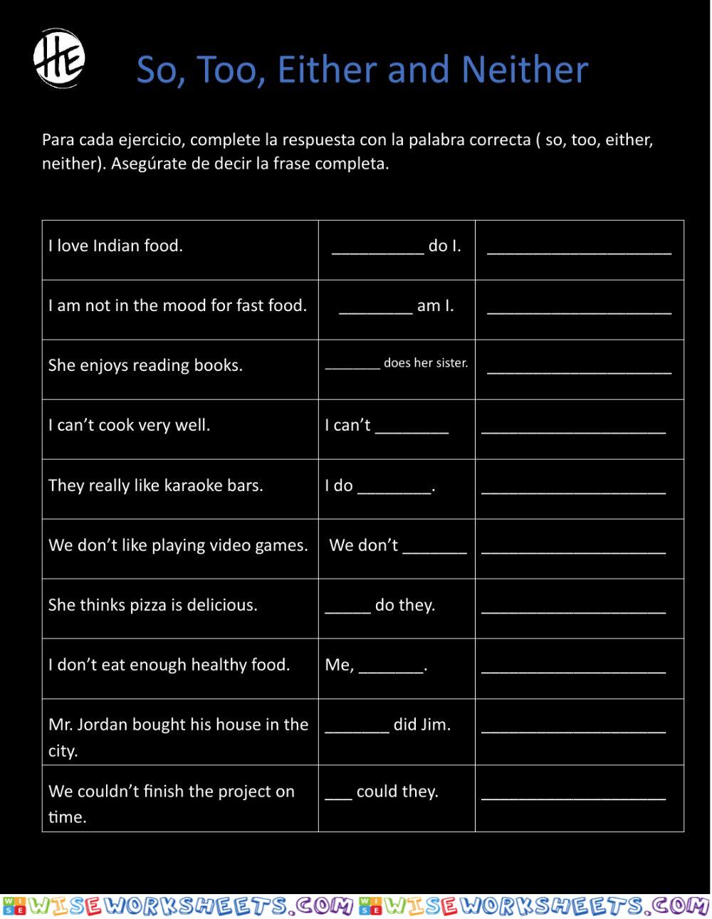 So, too, either and neither practice