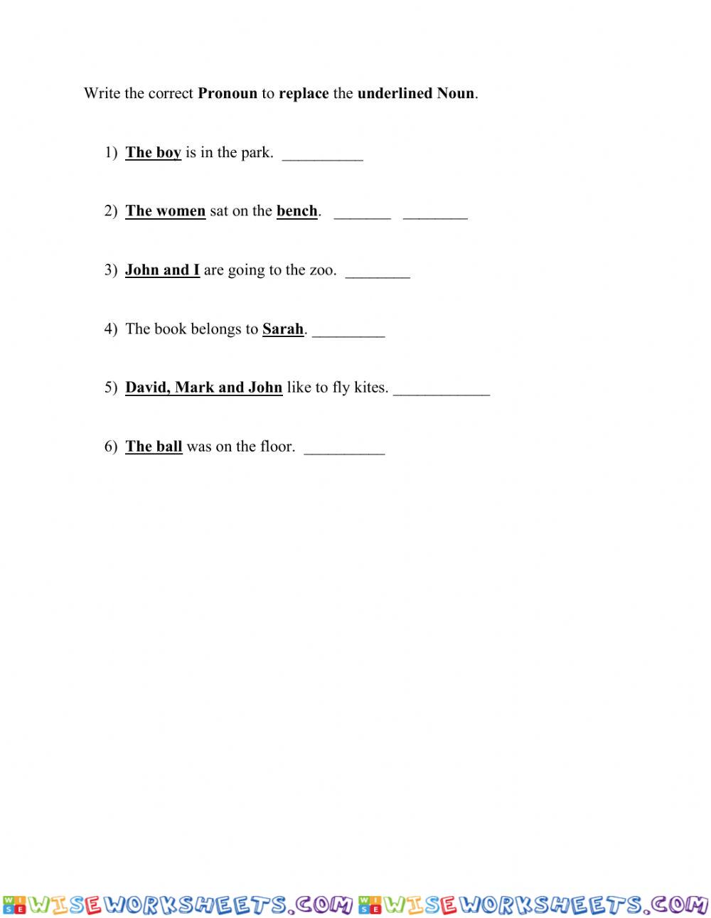 Pronouns Worksheet