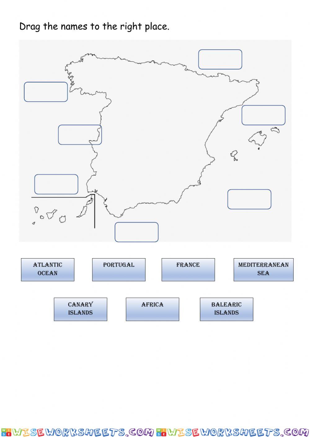 Blank map of Spain