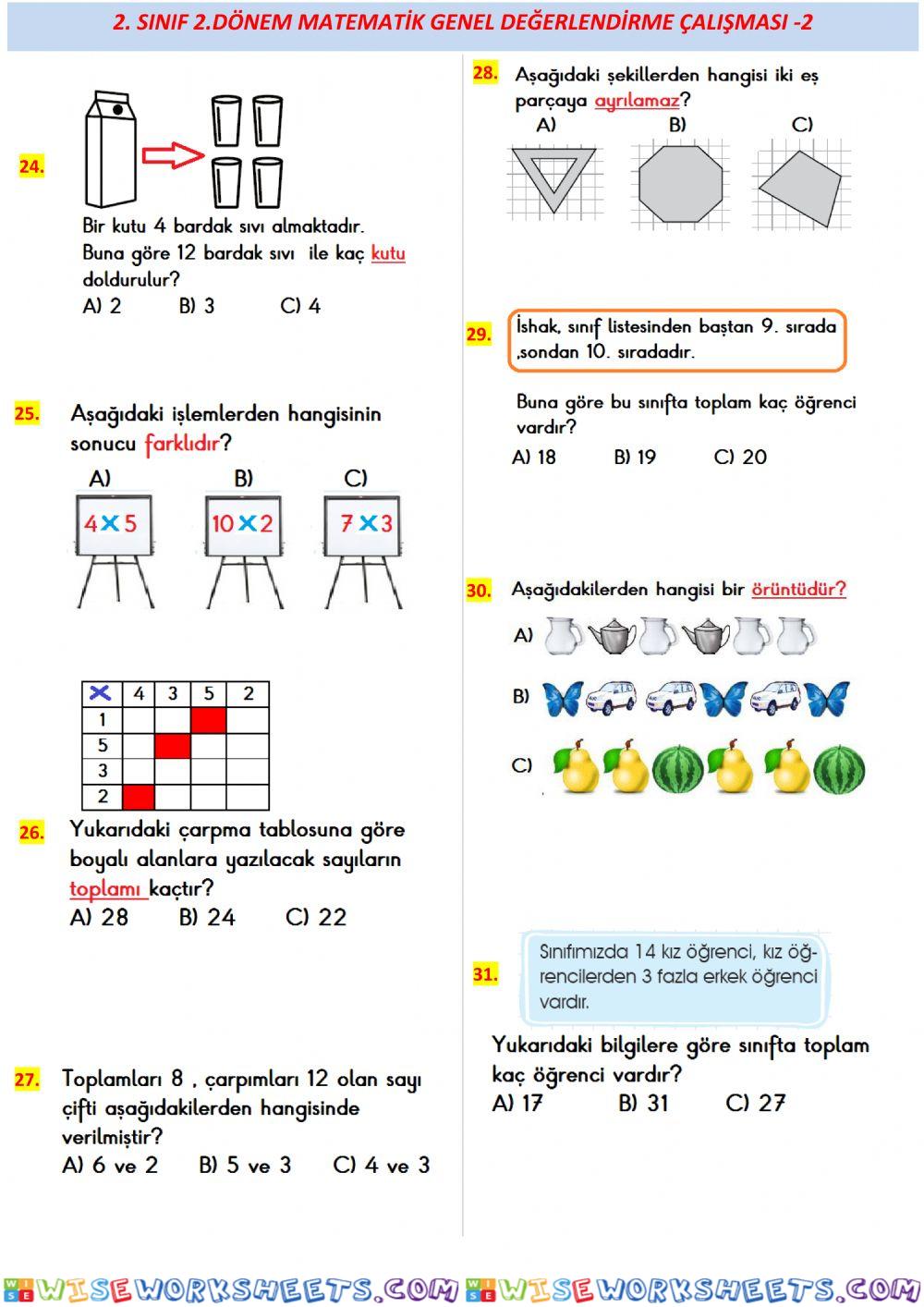 2. Sınıf Matematik Genel Tekrar-4