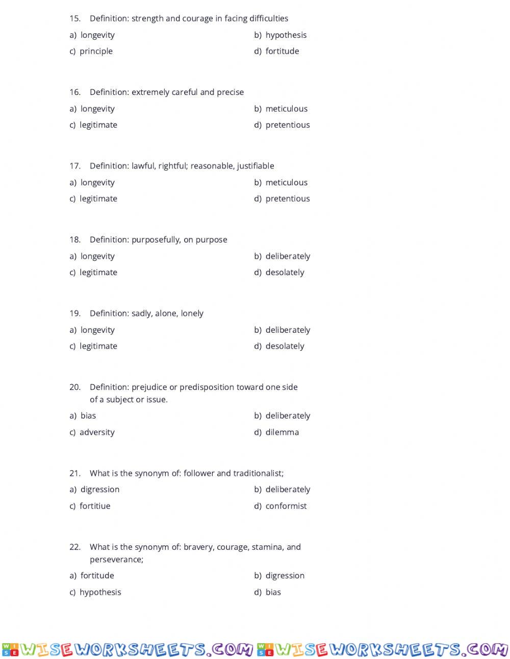 worksheet