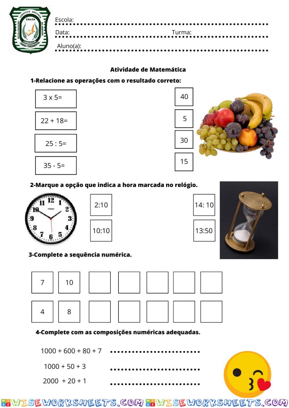 Atividade de matemática