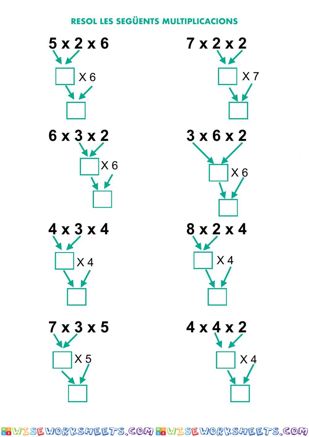 Multiplicacions tres factors