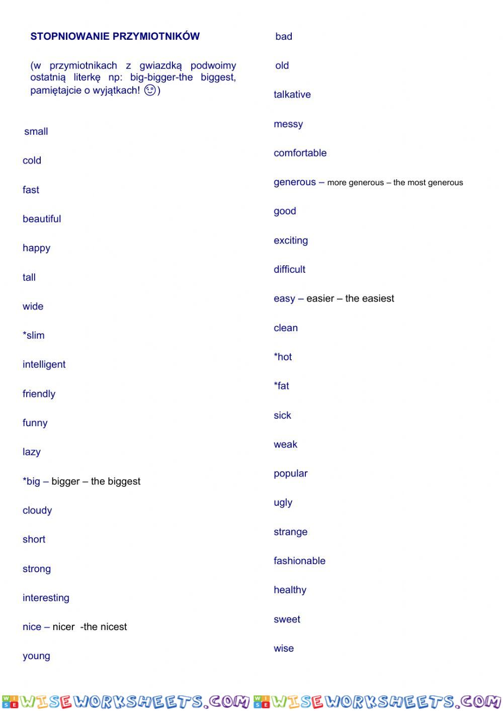 Stopniowanie comparative superlative