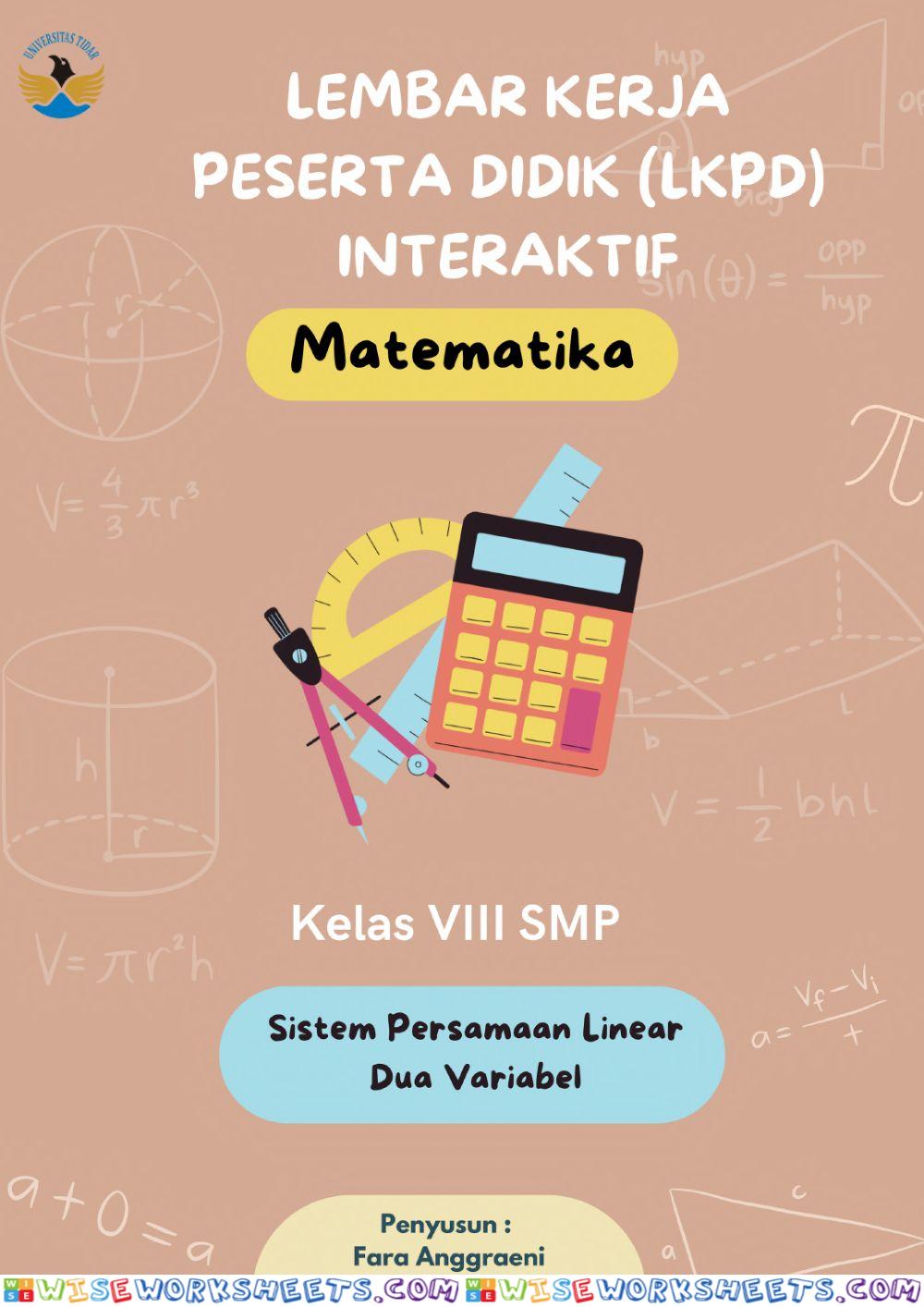 LKPD Sistem Persamaan Linear Dua Variabel (SPLDV)