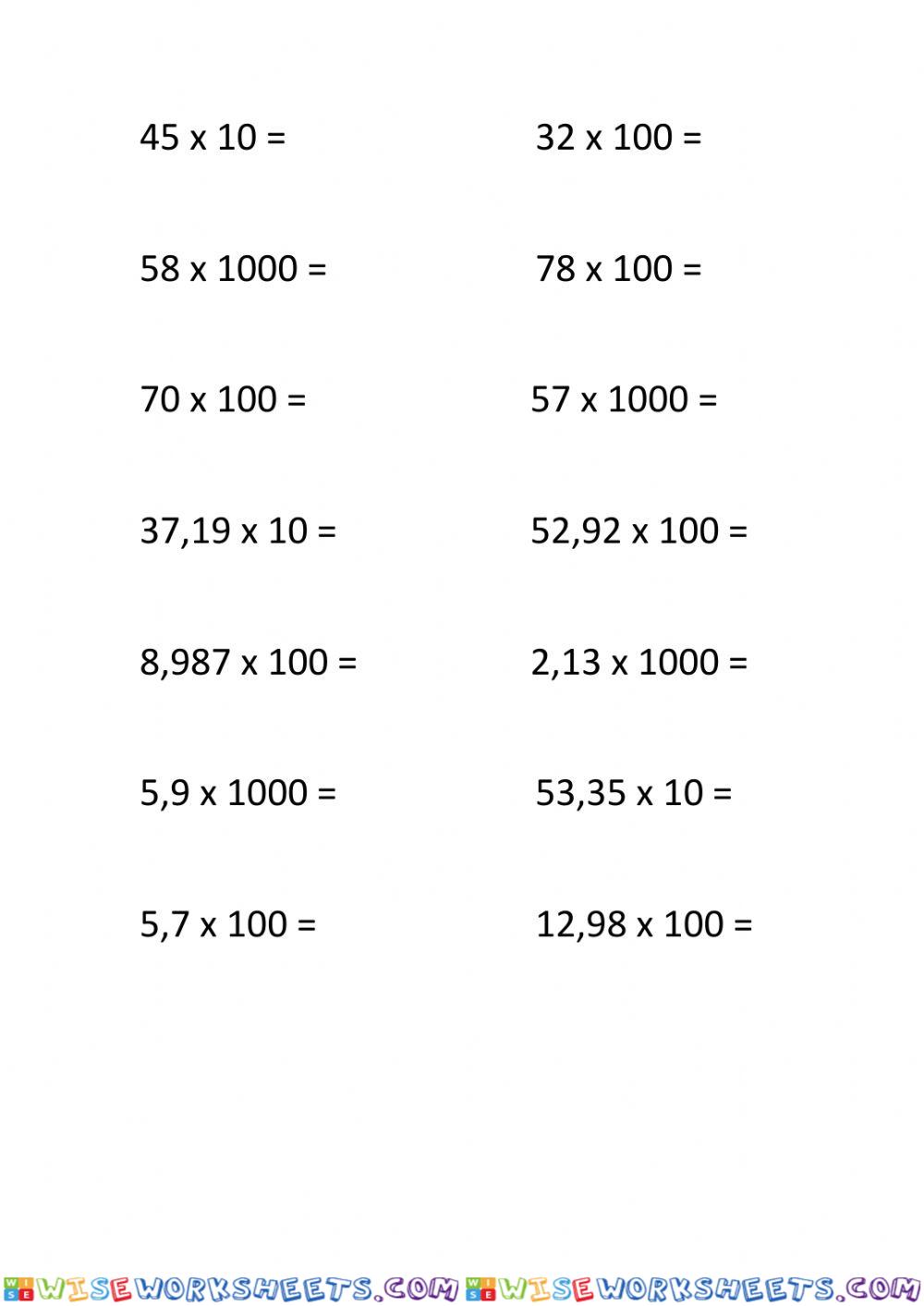 Γρήγοροι πολλαπλασιασμοί με 10 , 100 ,1000