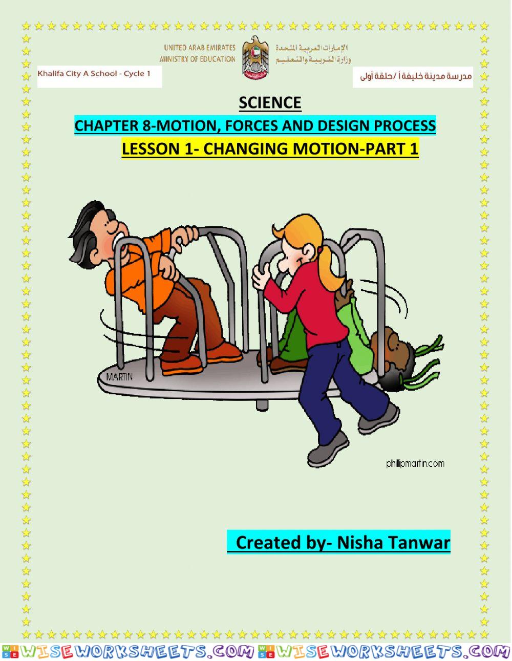 Chapter 8 lesson 1 FORCES AND MOTION PART 1
