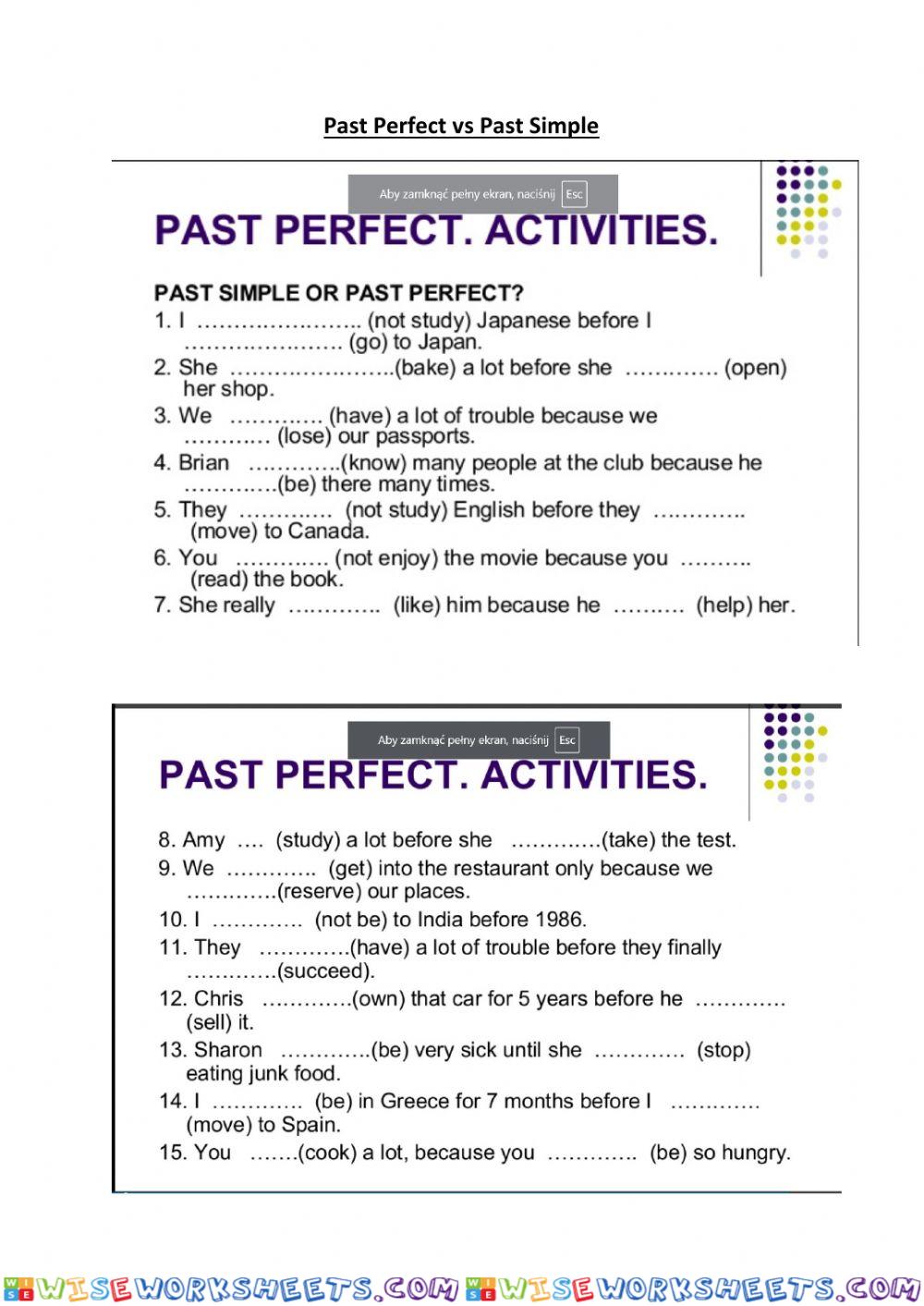 Past Perfect vs Past Simple