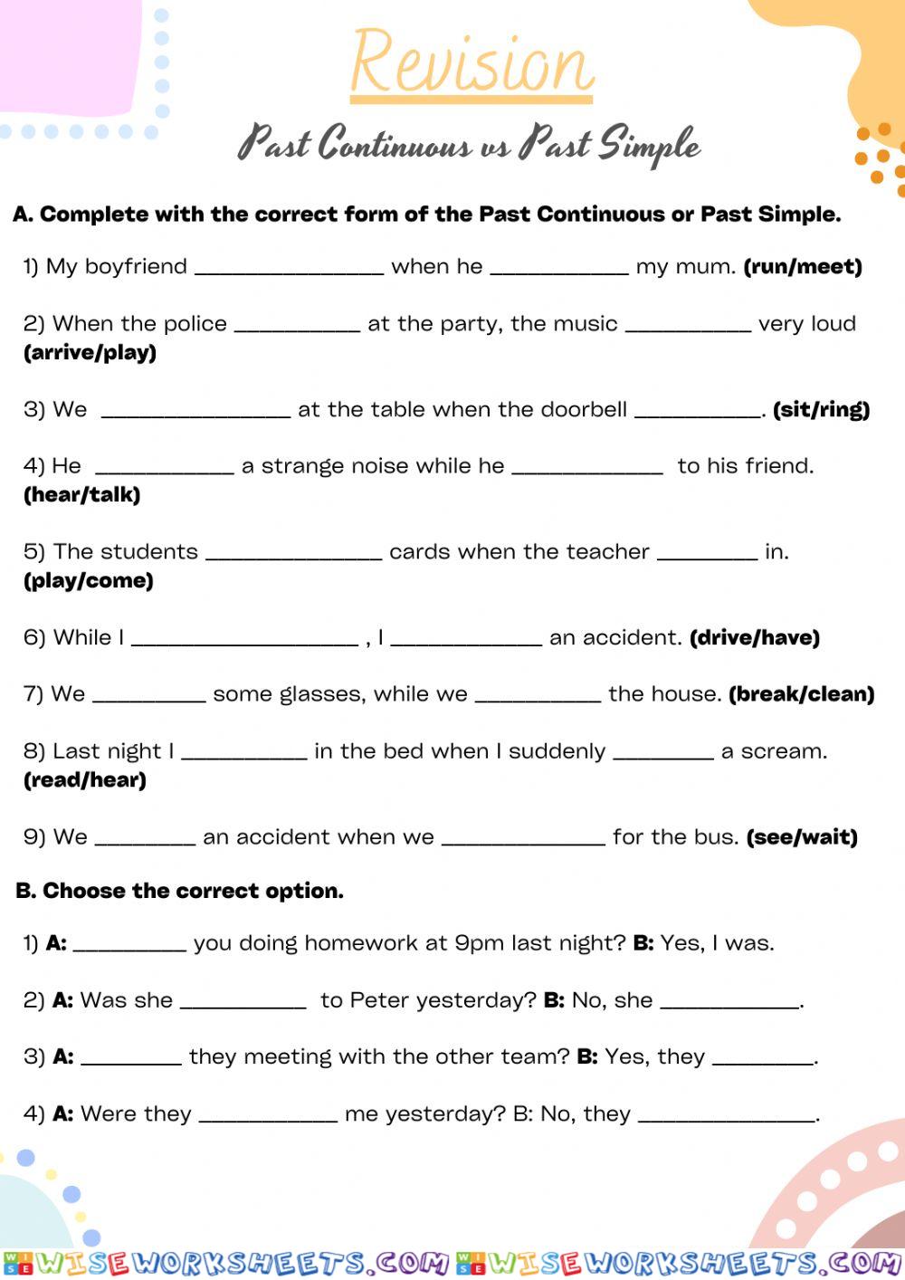 Past Continuous vs Past Simple