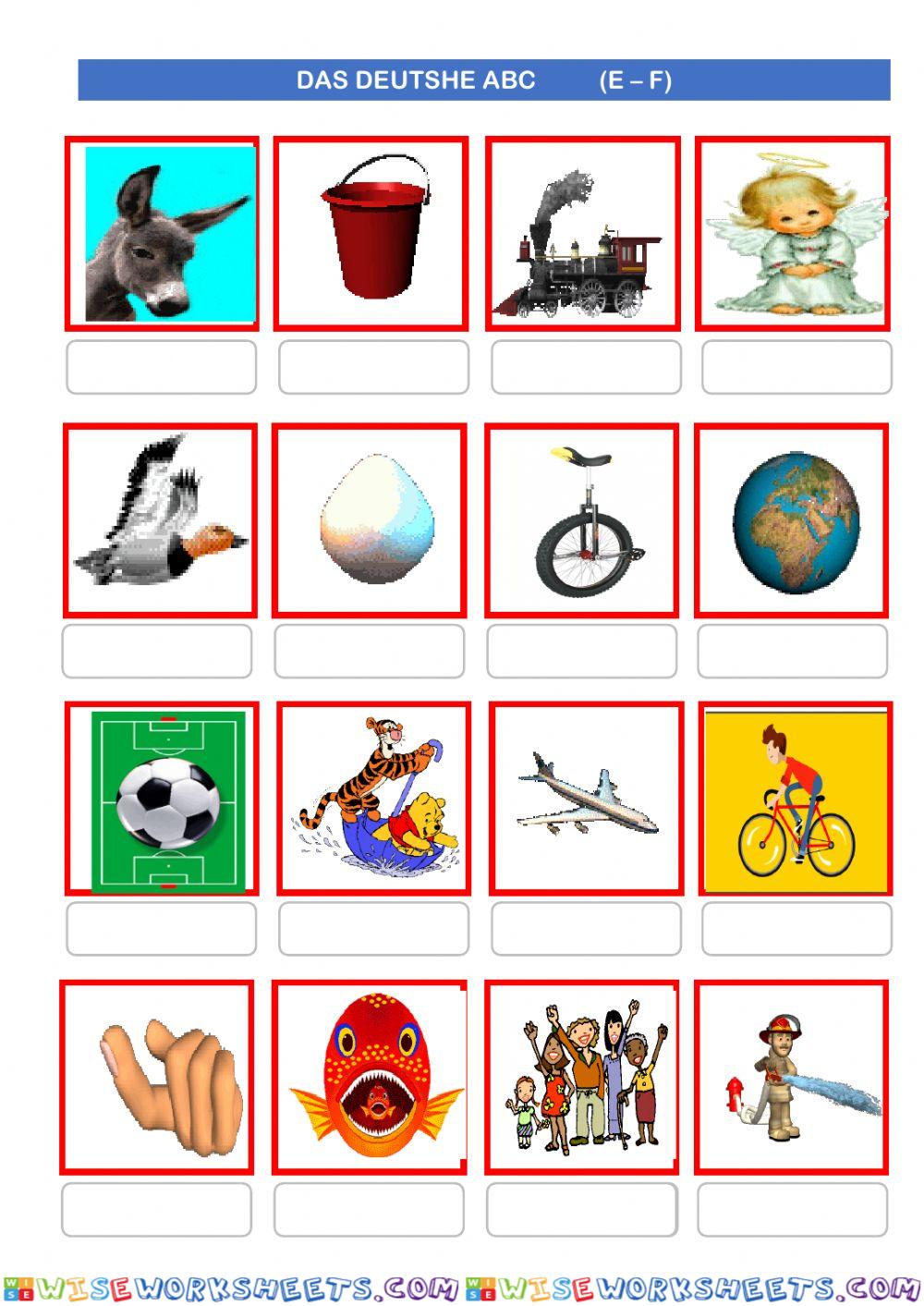 Das deutsche Alphabet EF