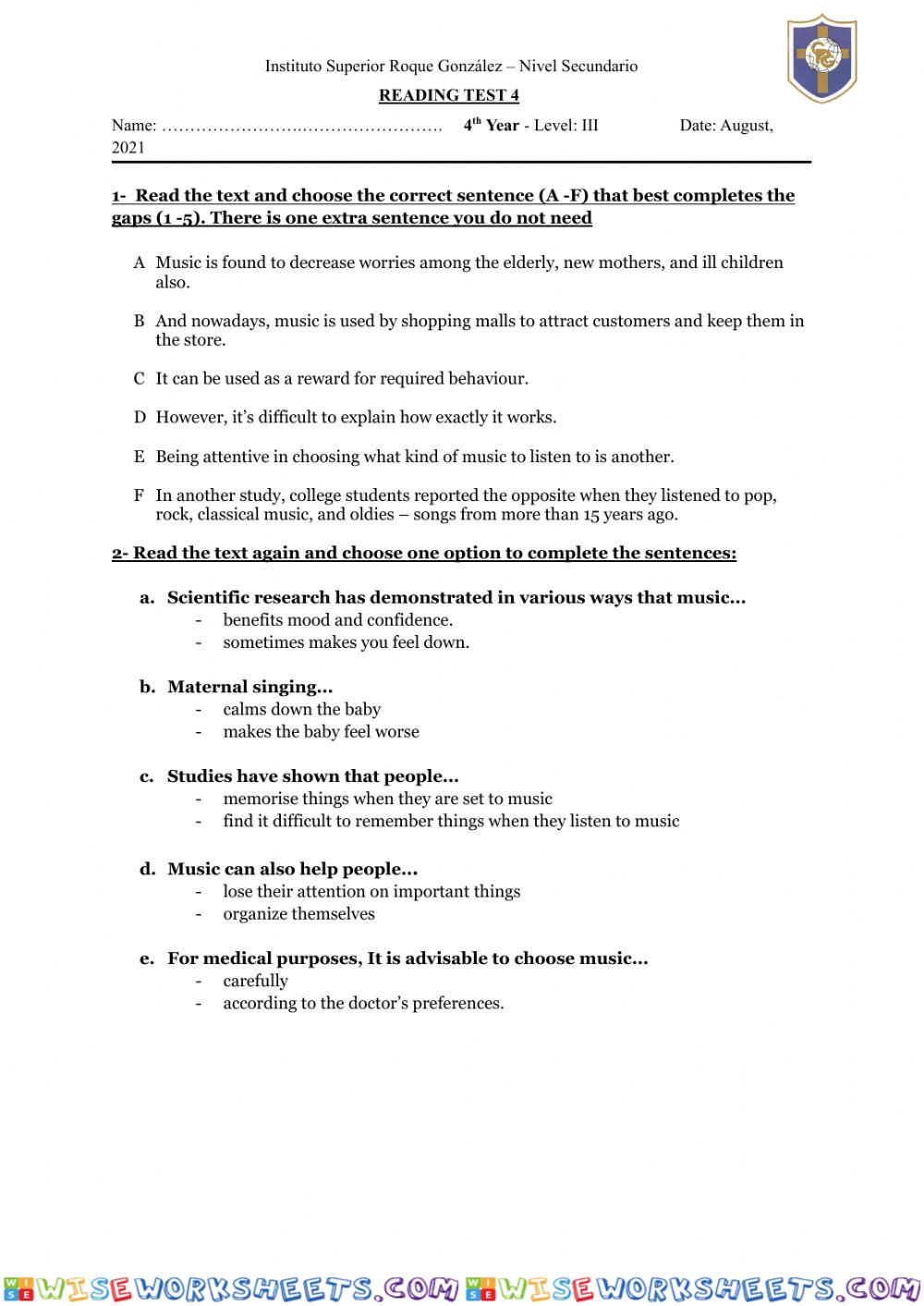 worksheet