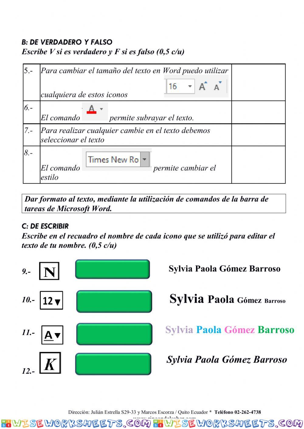 worksheet