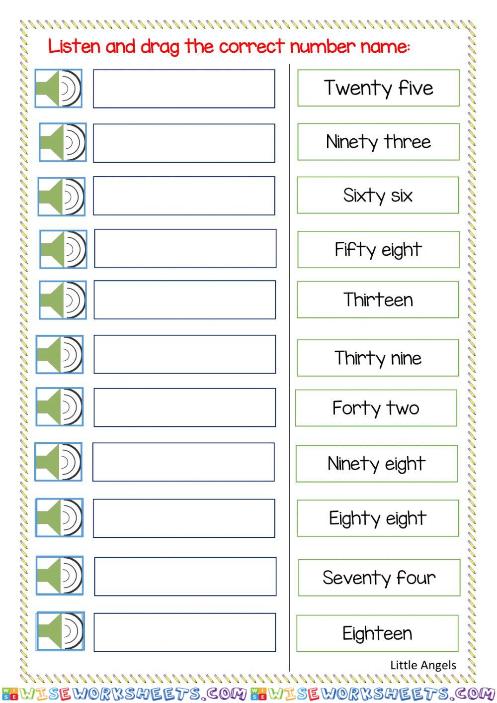 Number Names (1 to 99)