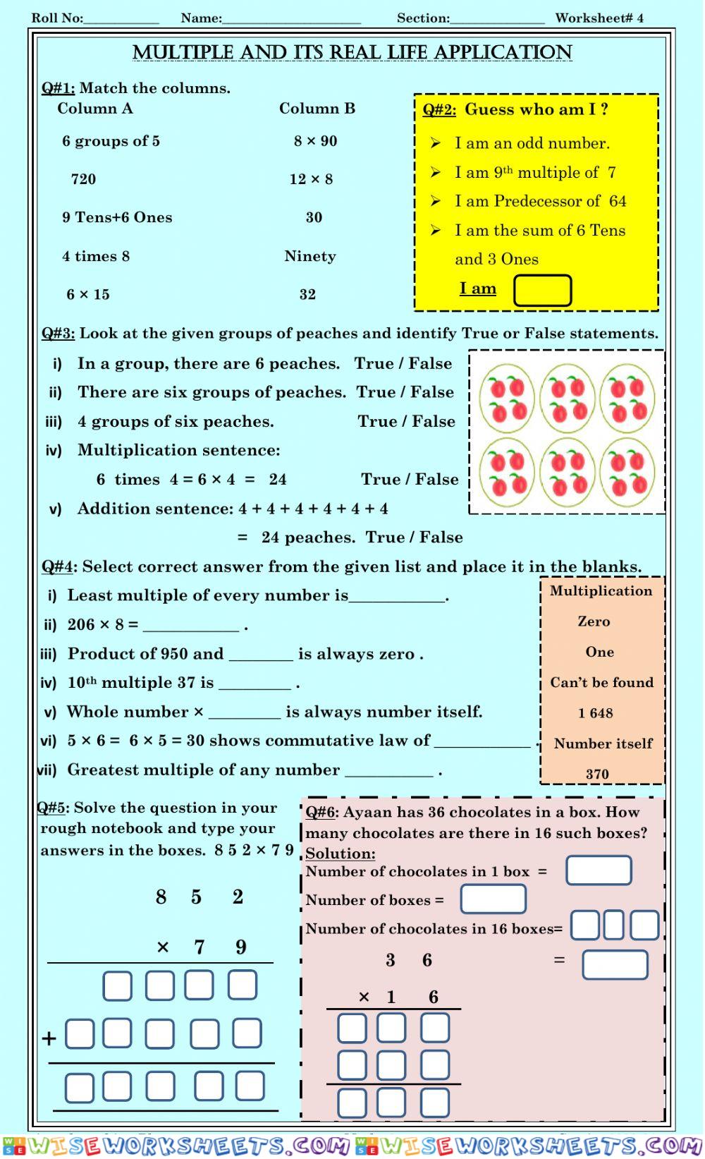 worksheet-4 Multiples and their real life application