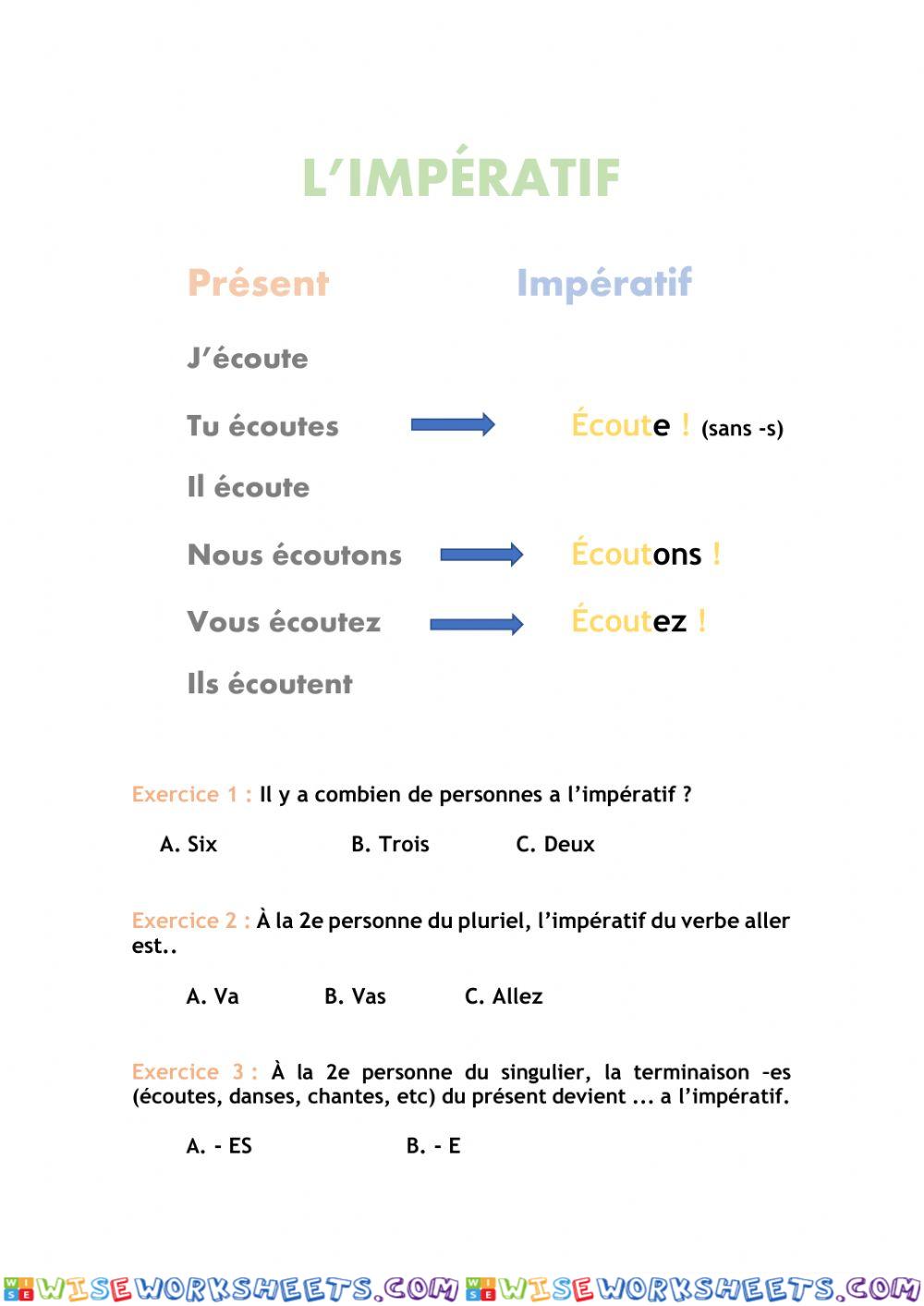 EXERCICES IMPÉRATIF