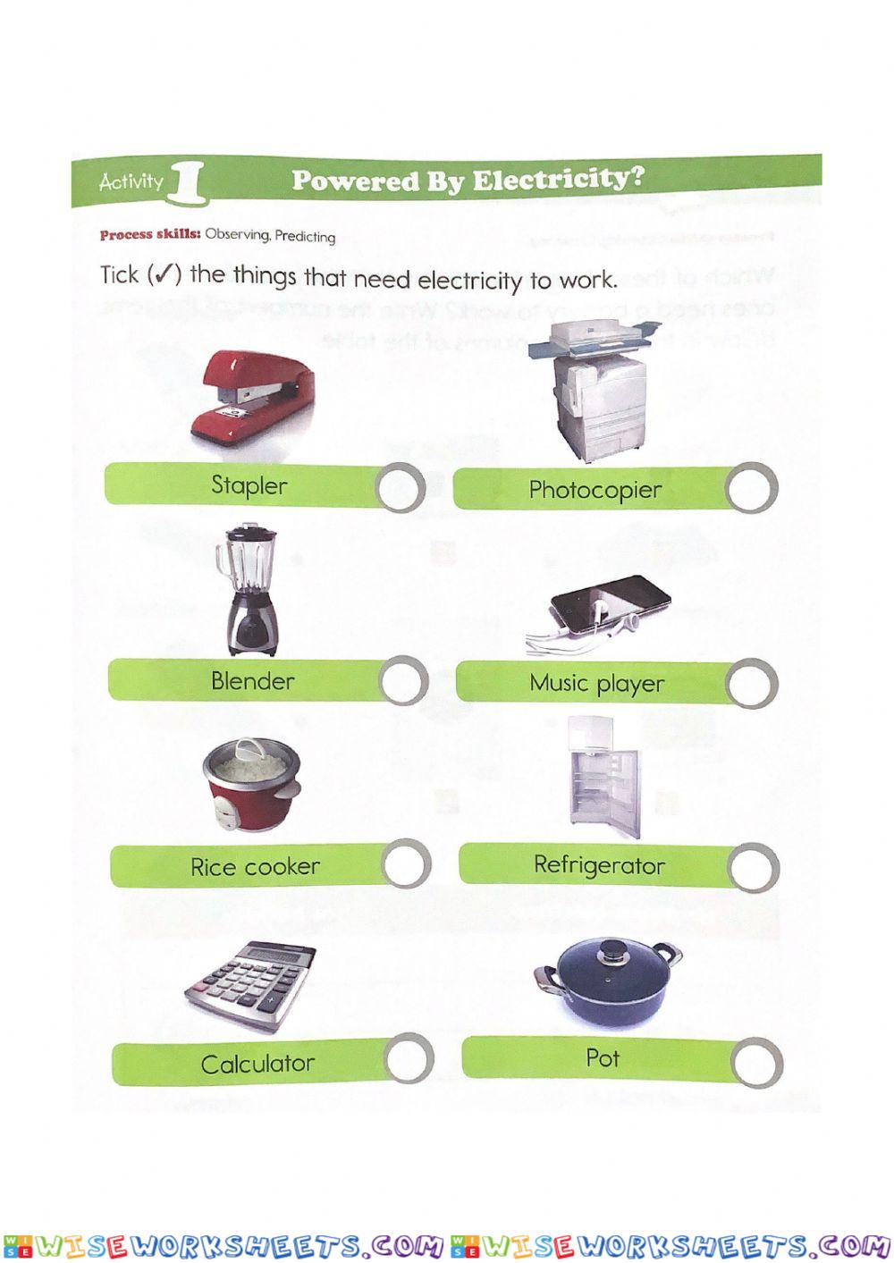 Review electrical appliances