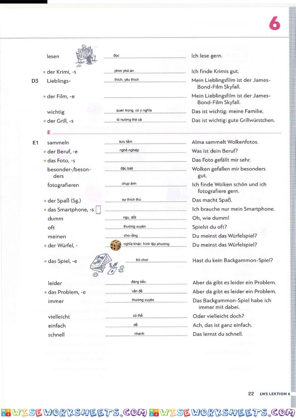 A1 Lek6 Wortschatz 4