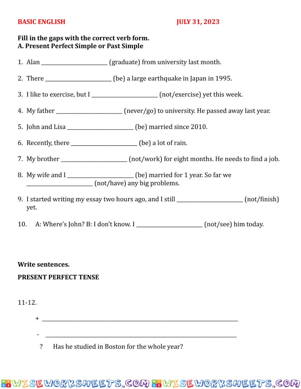 worksheet