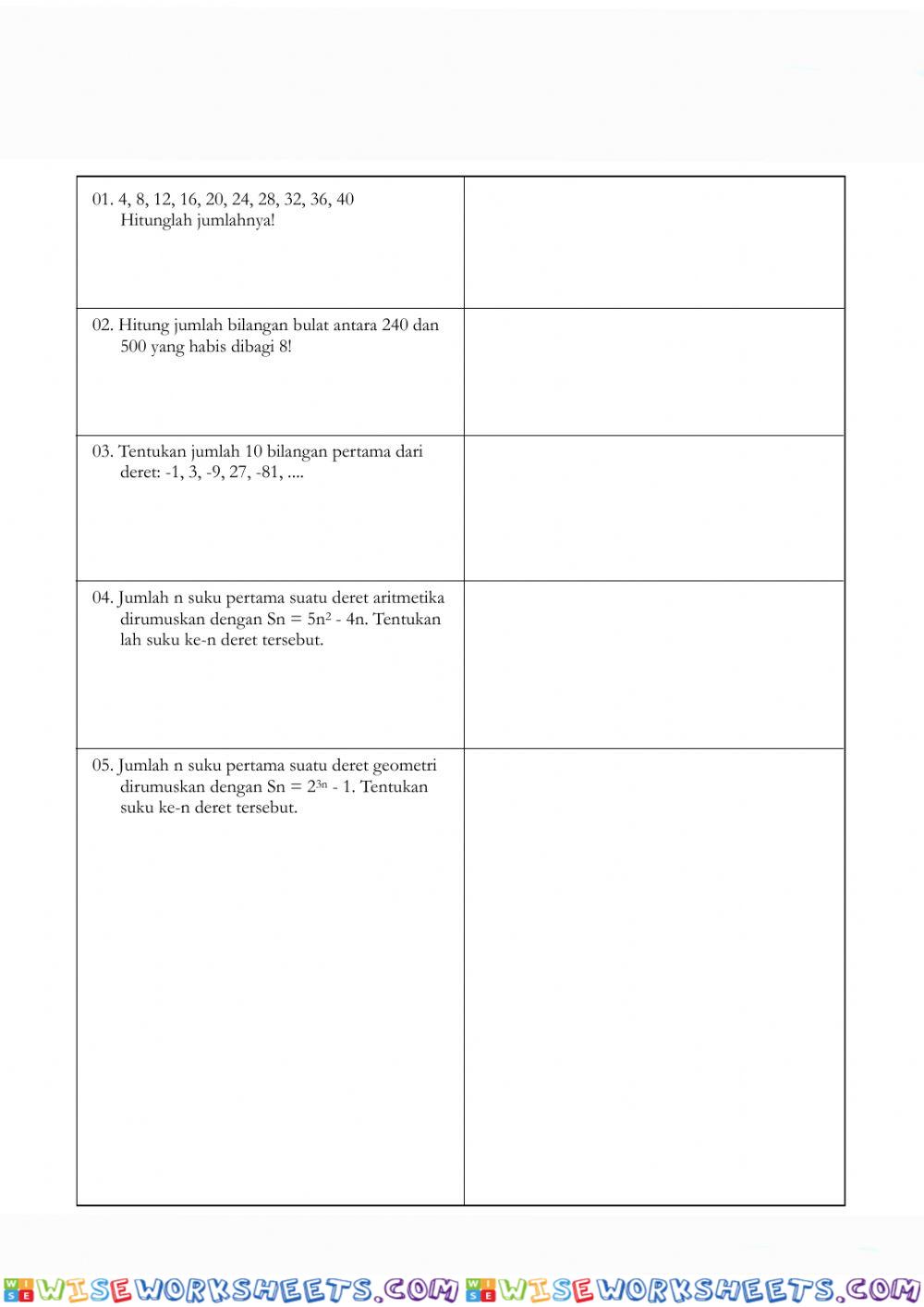 worksheet