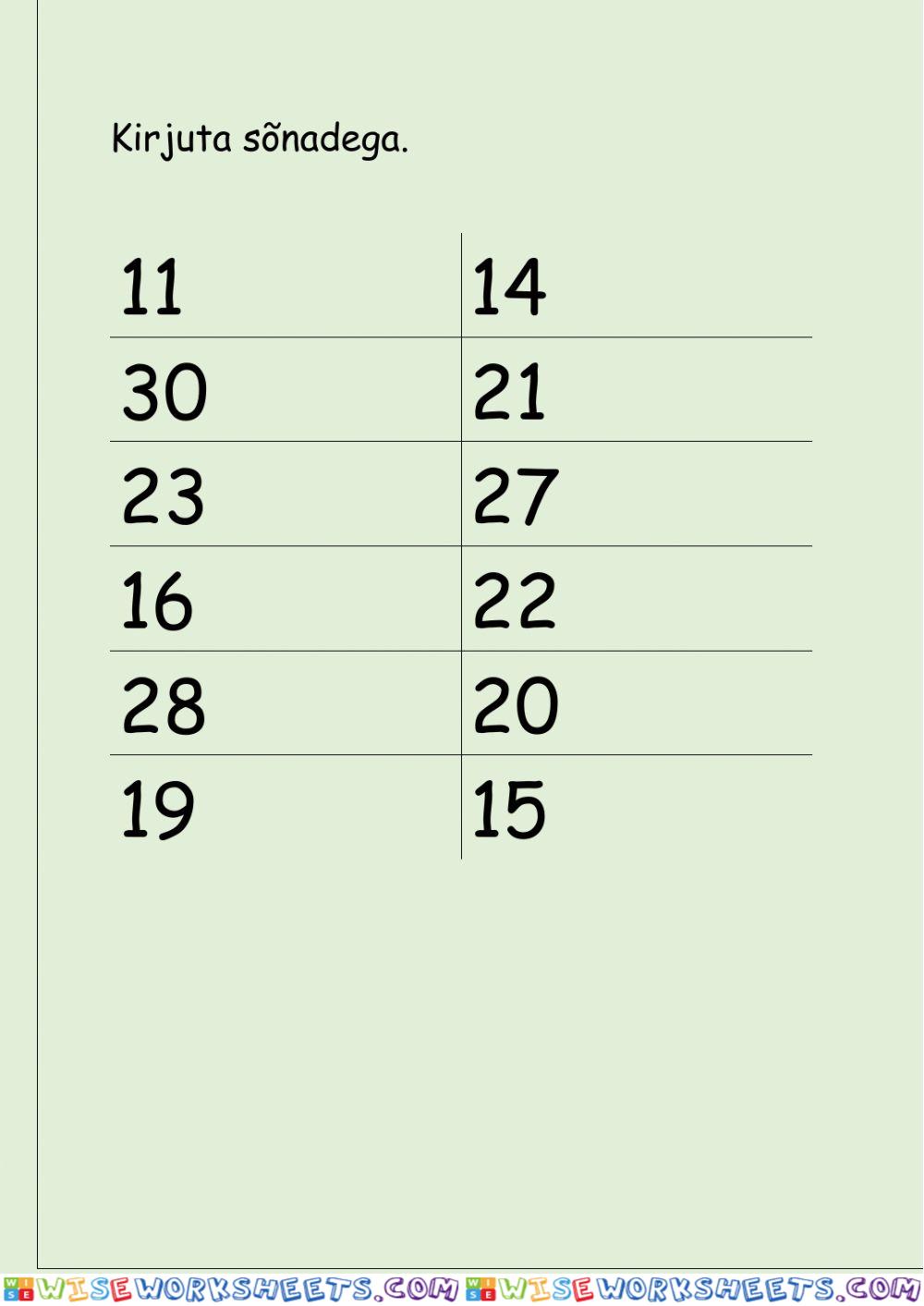 Numbrid 11-30