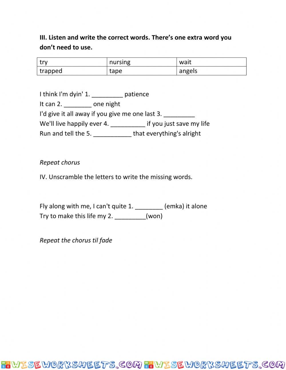 worksheet