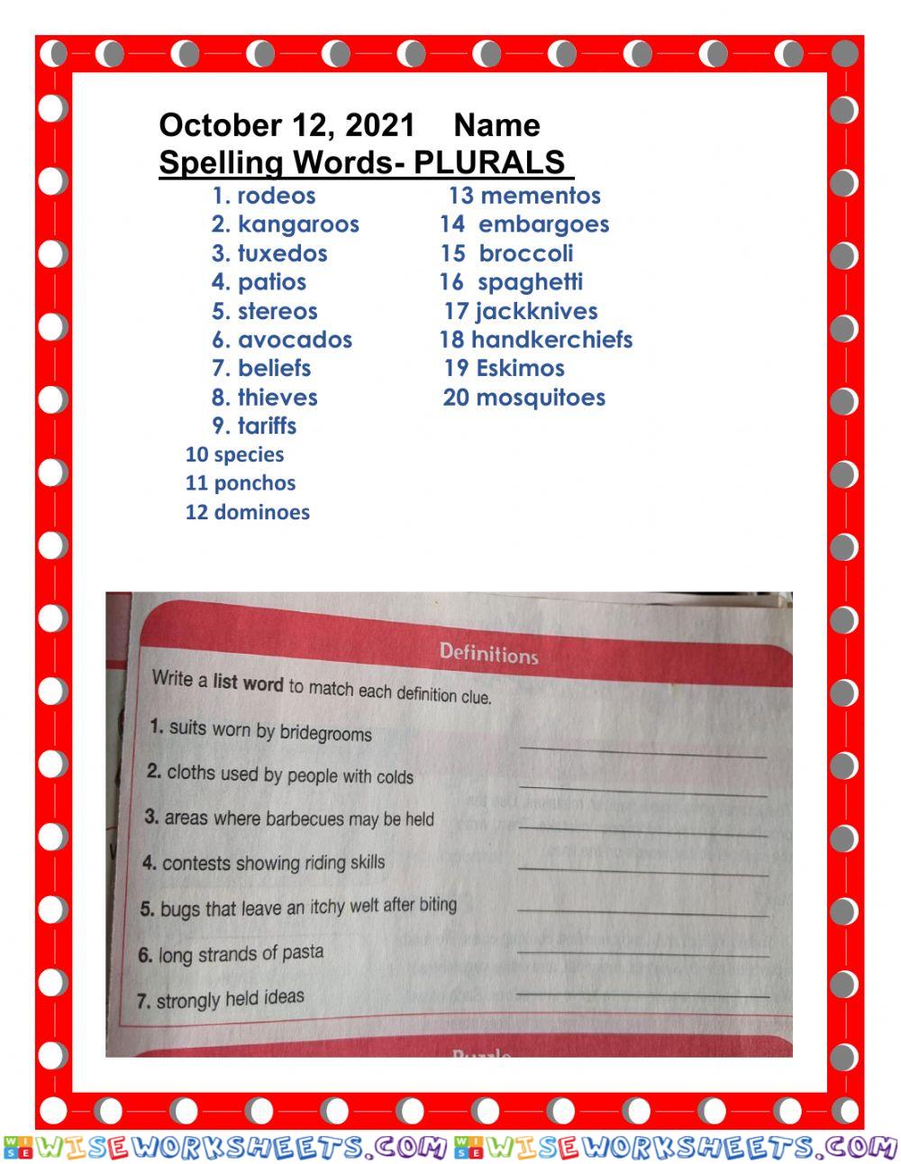 Spelling Plurals