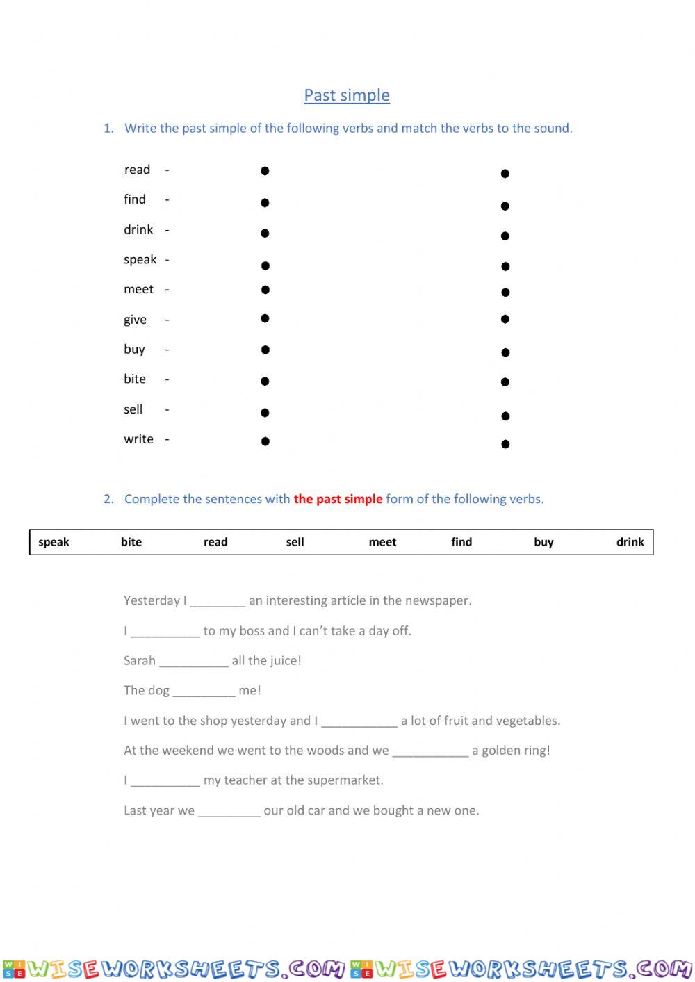 Past simple - irregular verbs
