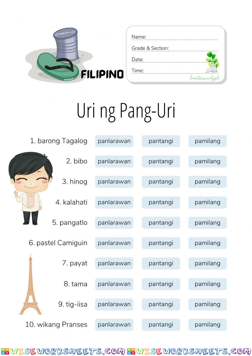 Uri ng Pang-uri (HuntersWoodsPH Filipino)