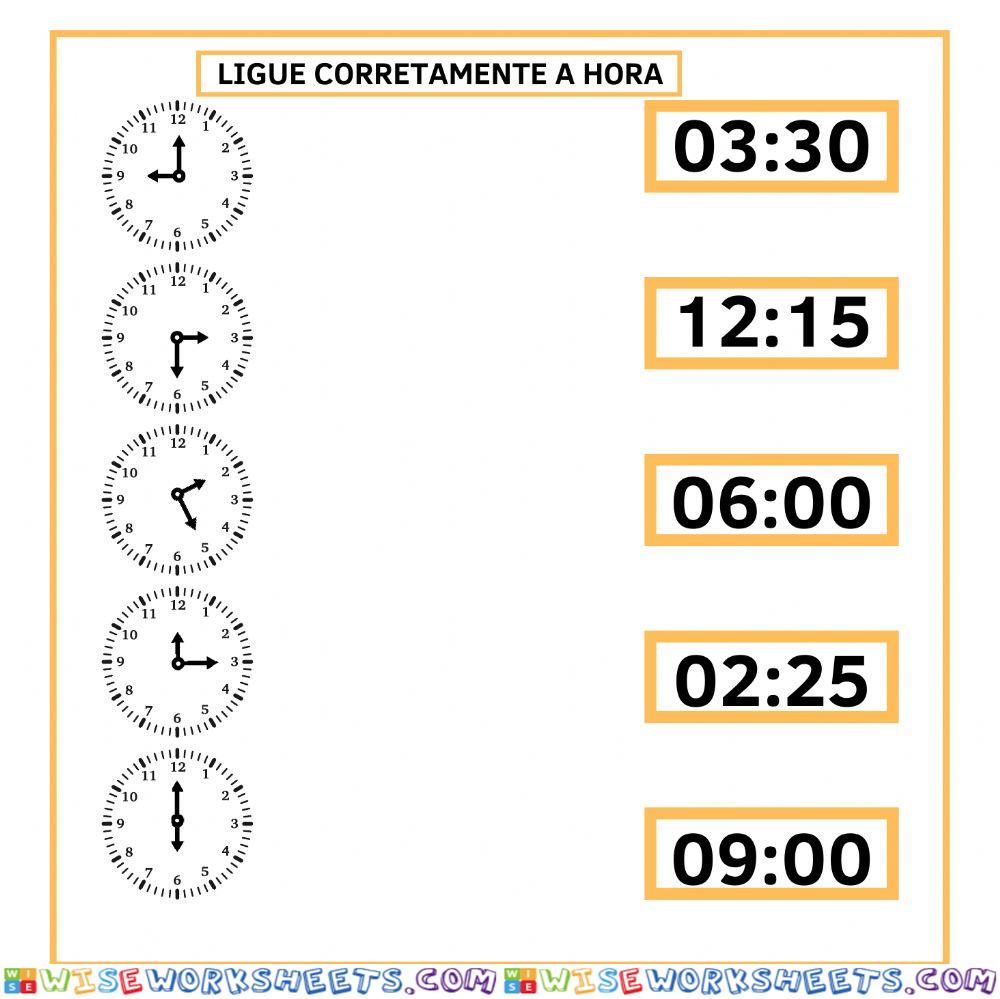 Ligue as horas correspondente