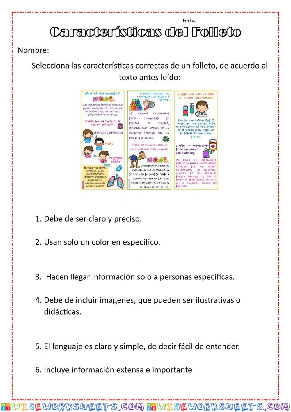 Caracteristicas de un folleto