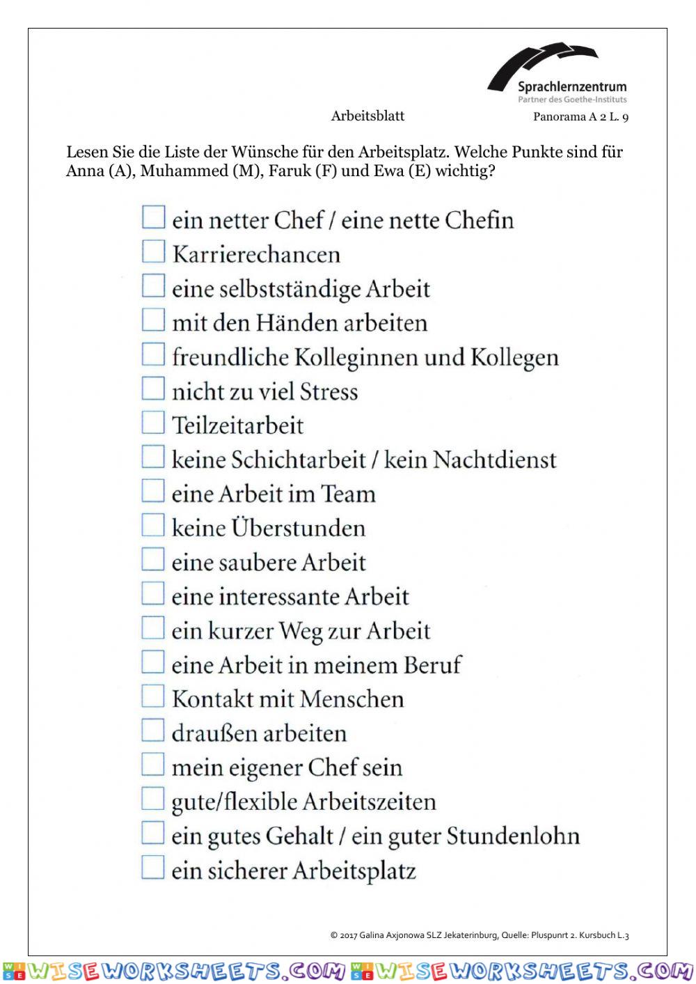 Berufswünsche