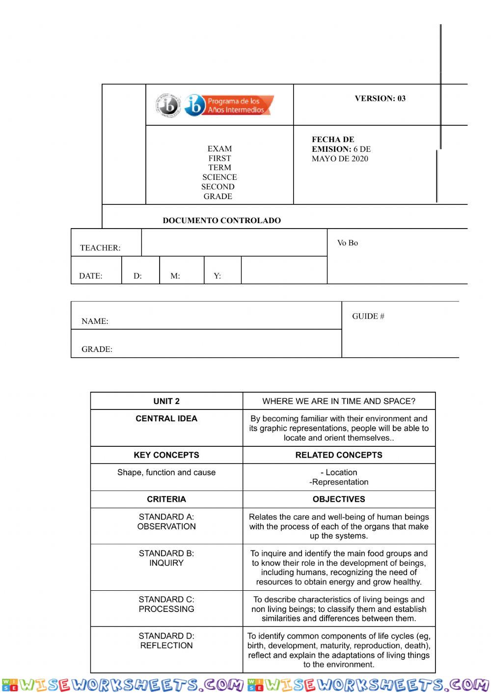 Science questionnaire