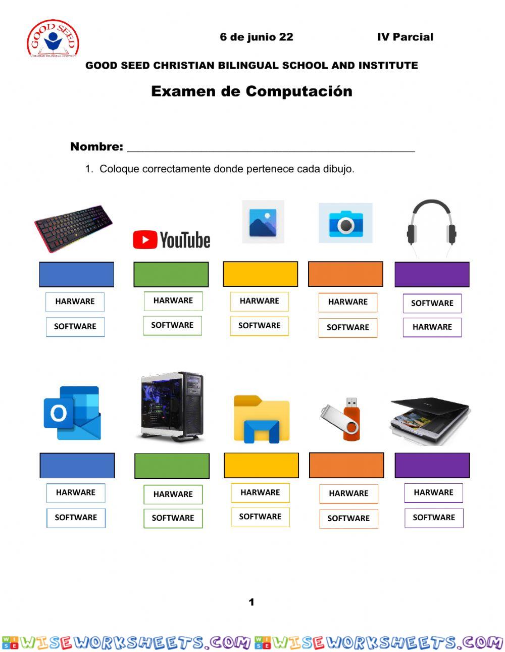 Examen de Computación Primer Grado IV Parcial