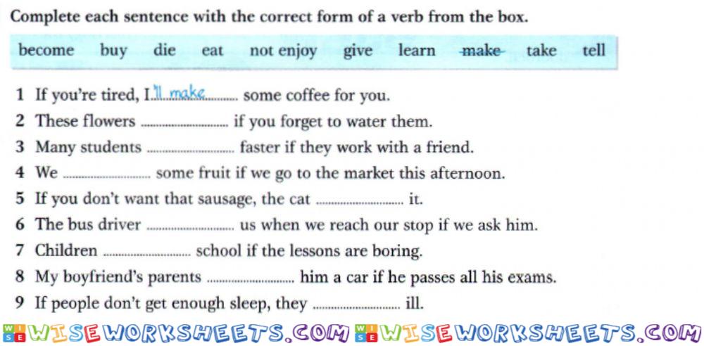 Zero and First Conditionals 1