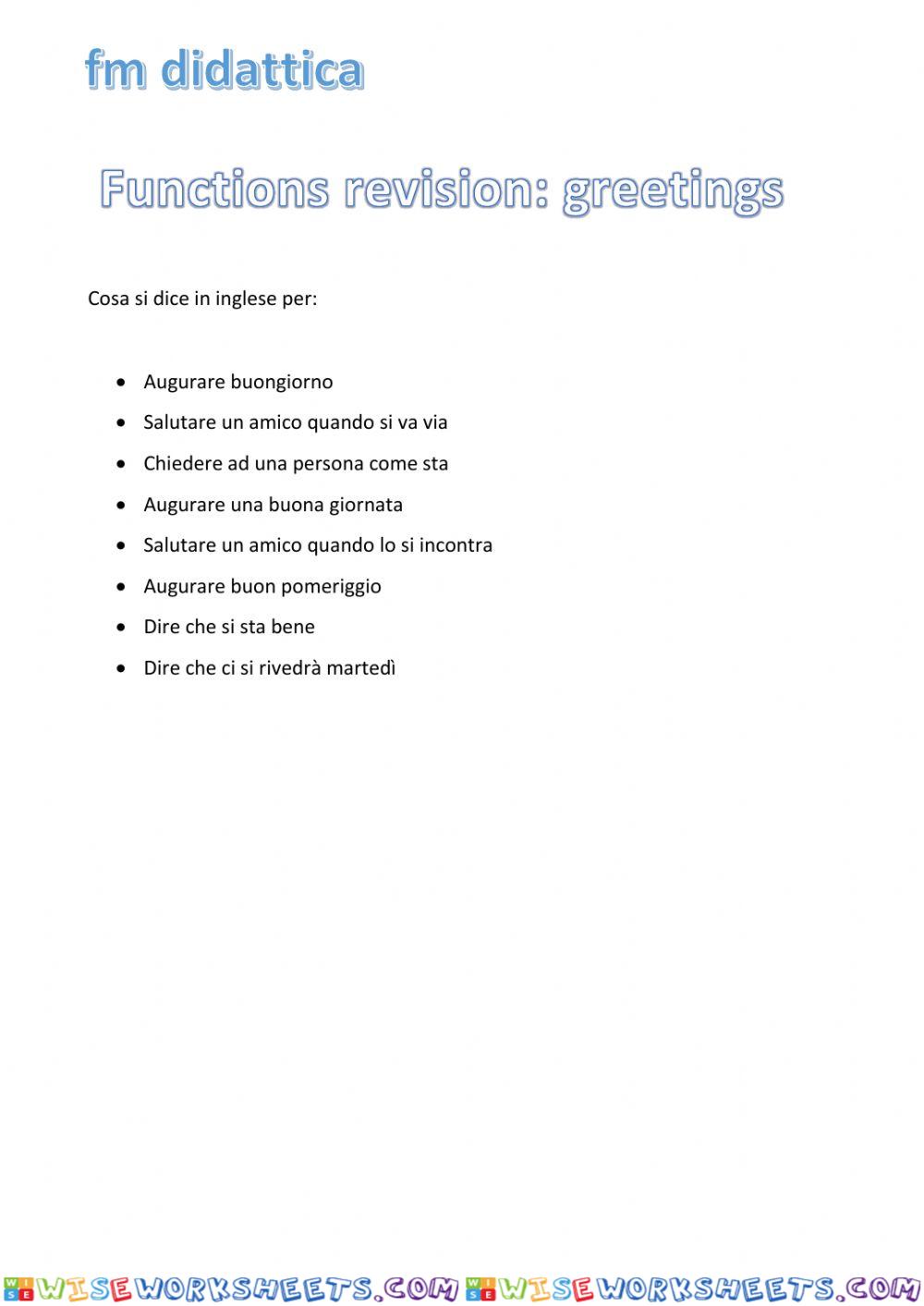 Functions revision greetings