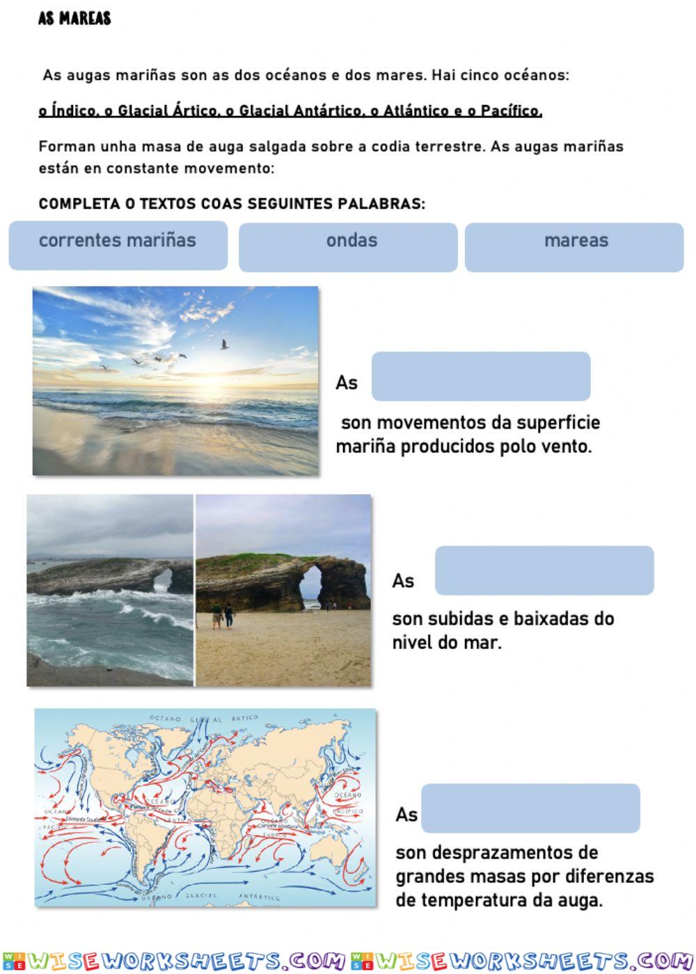 As ondas, mareas e correntes