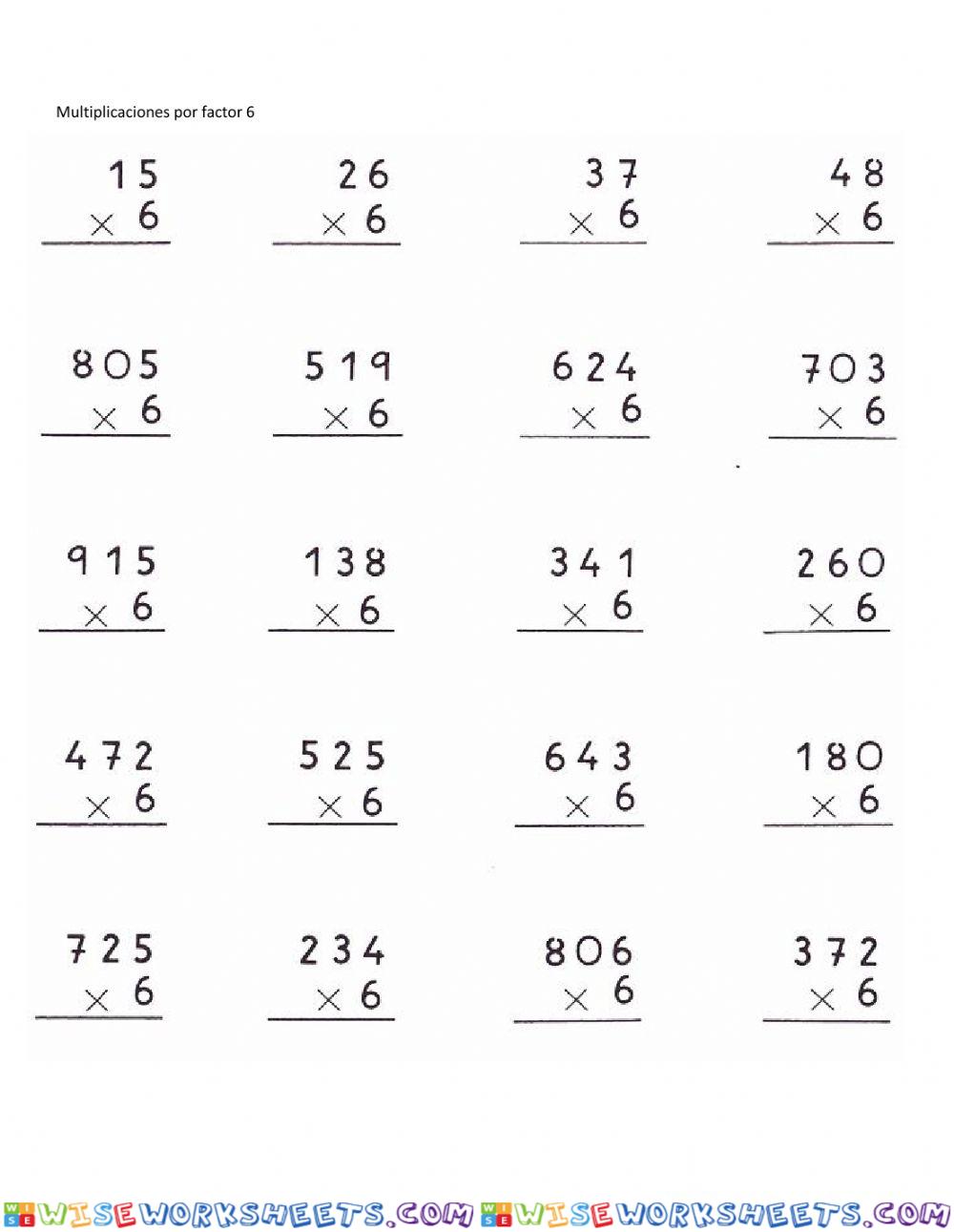 Multiplicaciones por factor 6