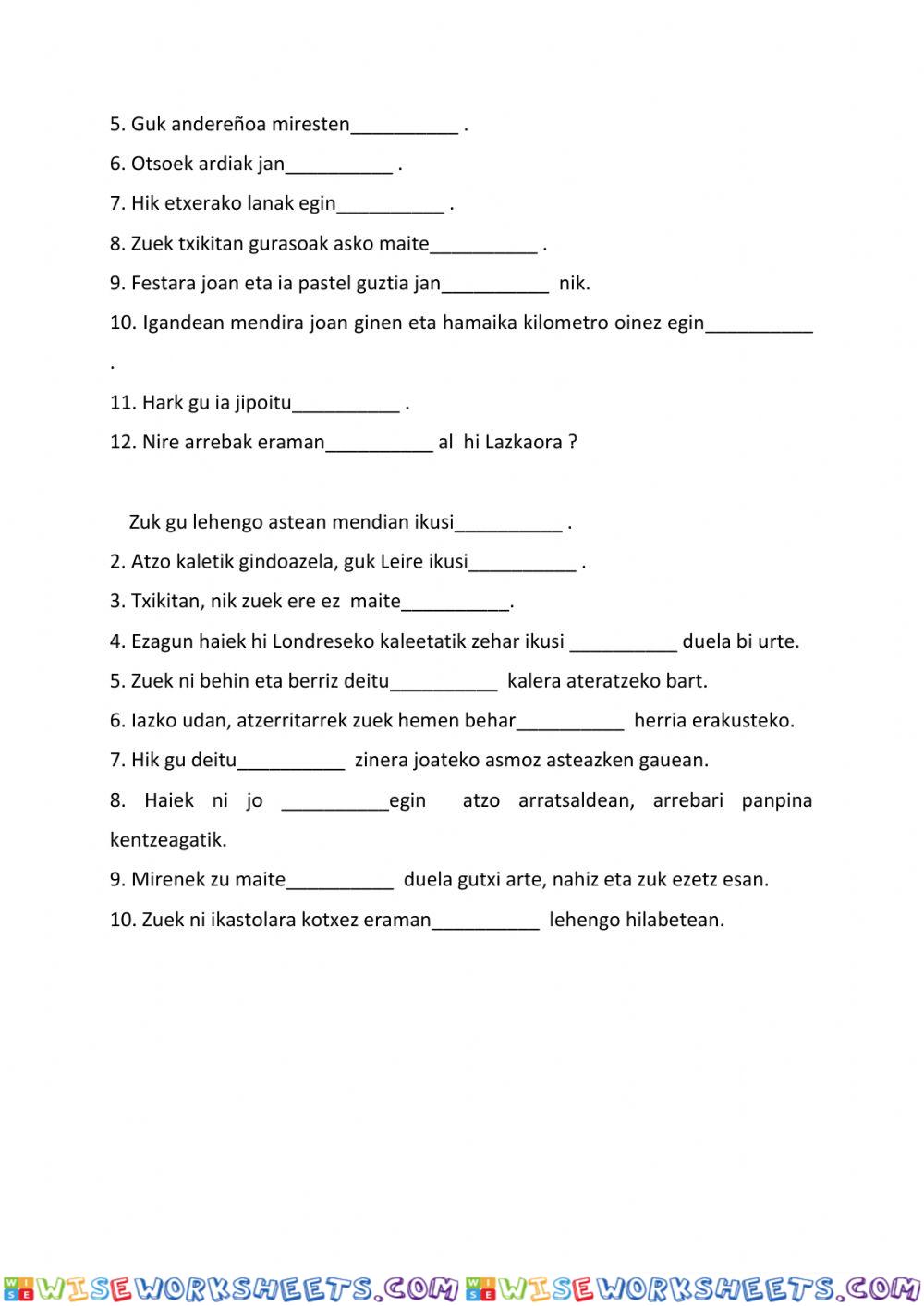 worksheet