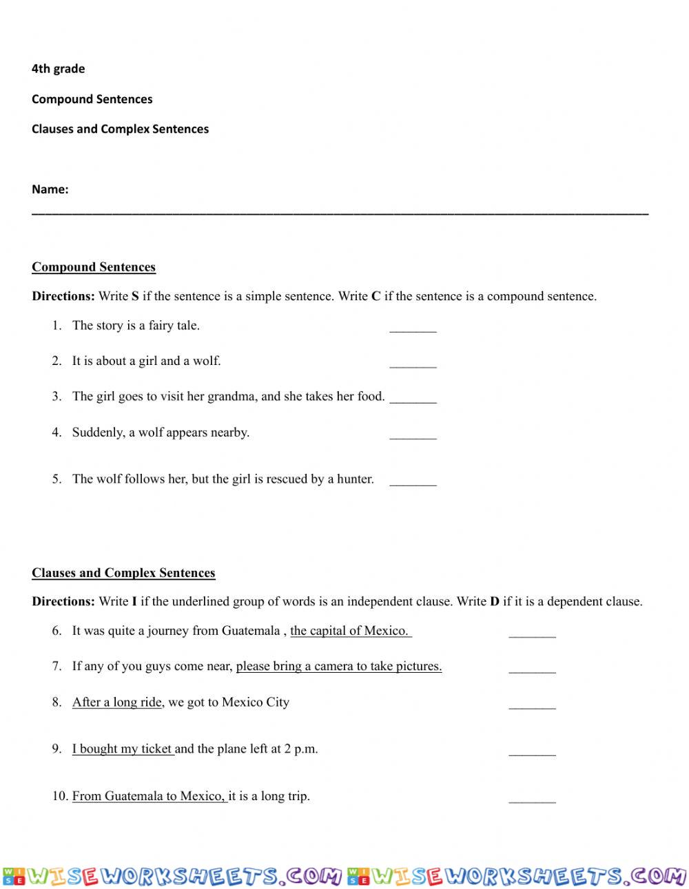 Sentences: Compound, Clauses and Complex