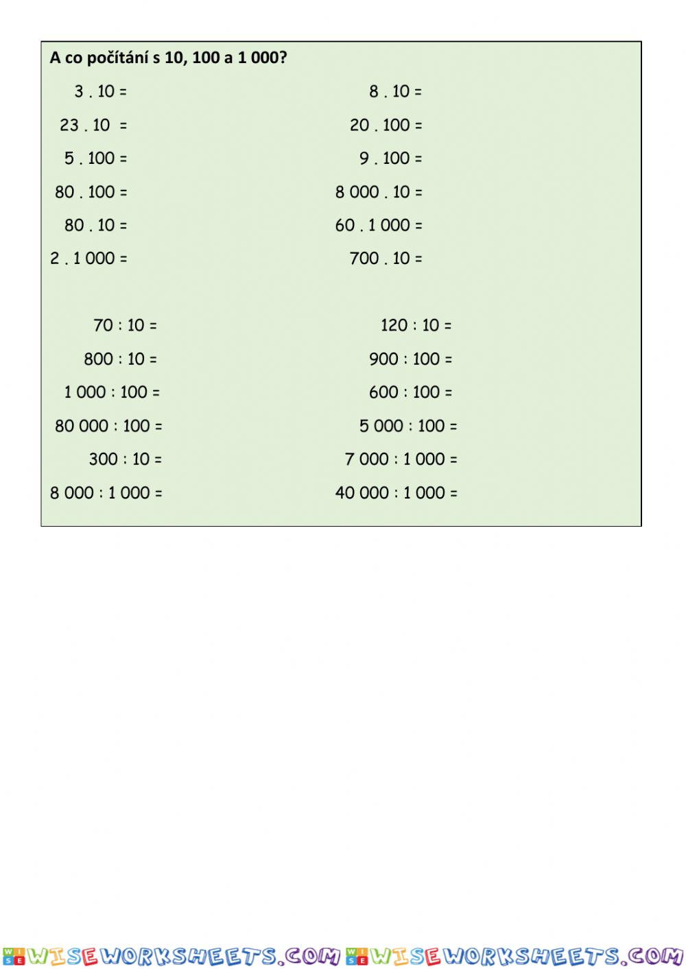 worksheet