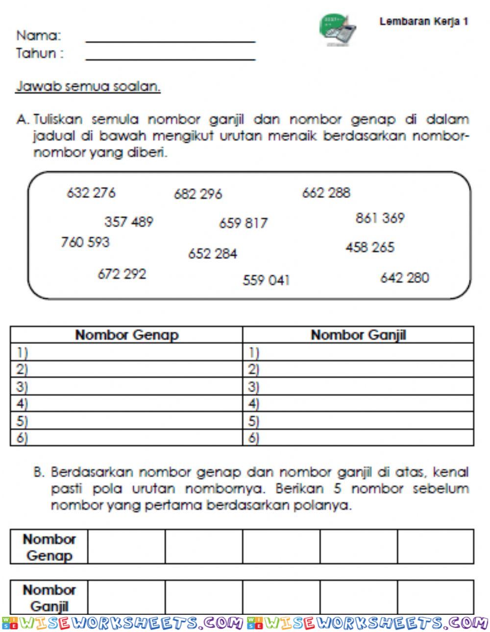 No genap ganjil
