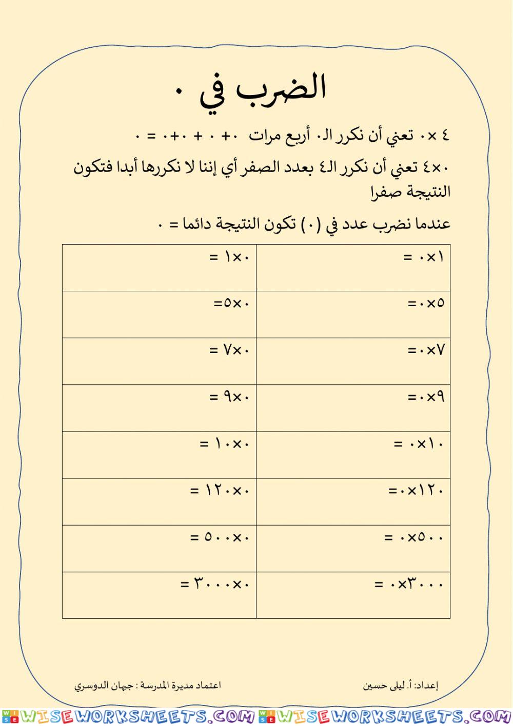 الضرب في صفر 2