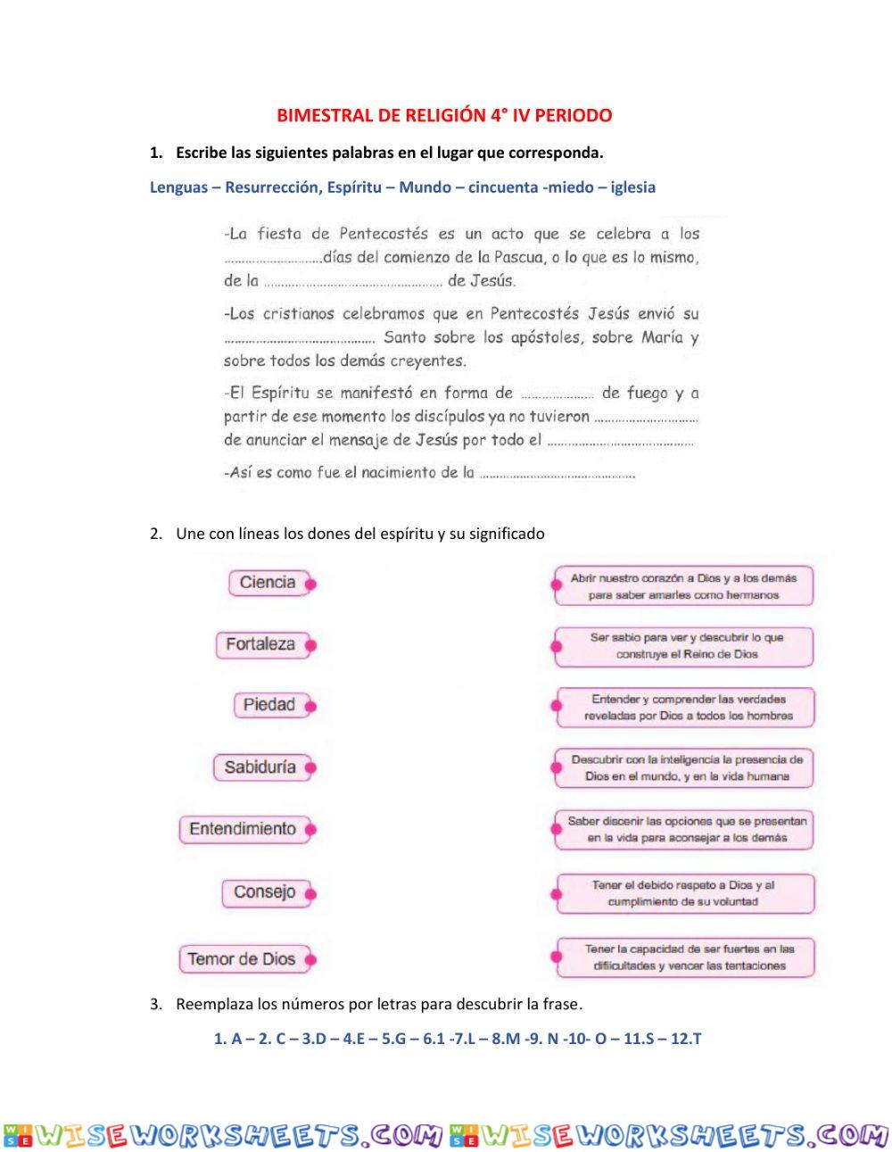 Bimestral de religión 4°